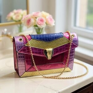 B011 Y2K Luxe Glam Multi-Color Designer-Inspired Snake Clasp Chain Bag
